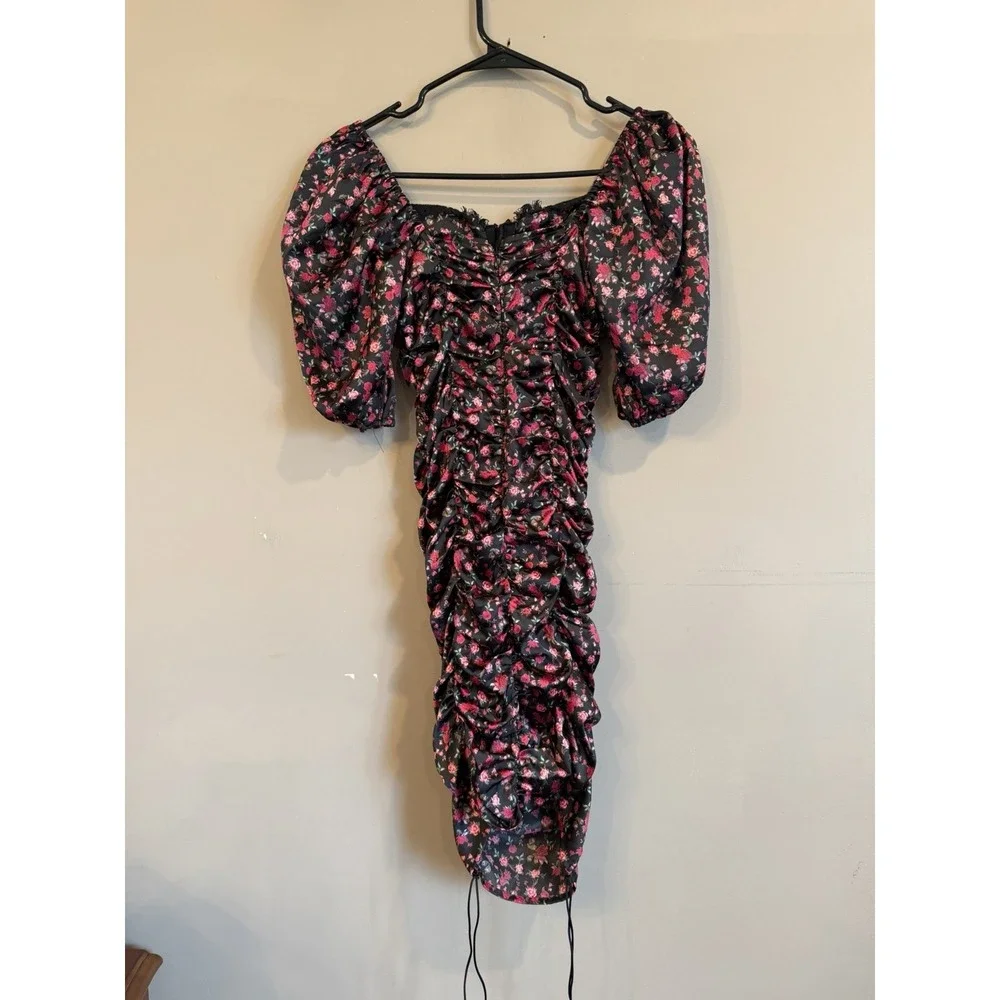 For Love and Lemons Melrose Floral Ruched Lace Mini Dress Size XS